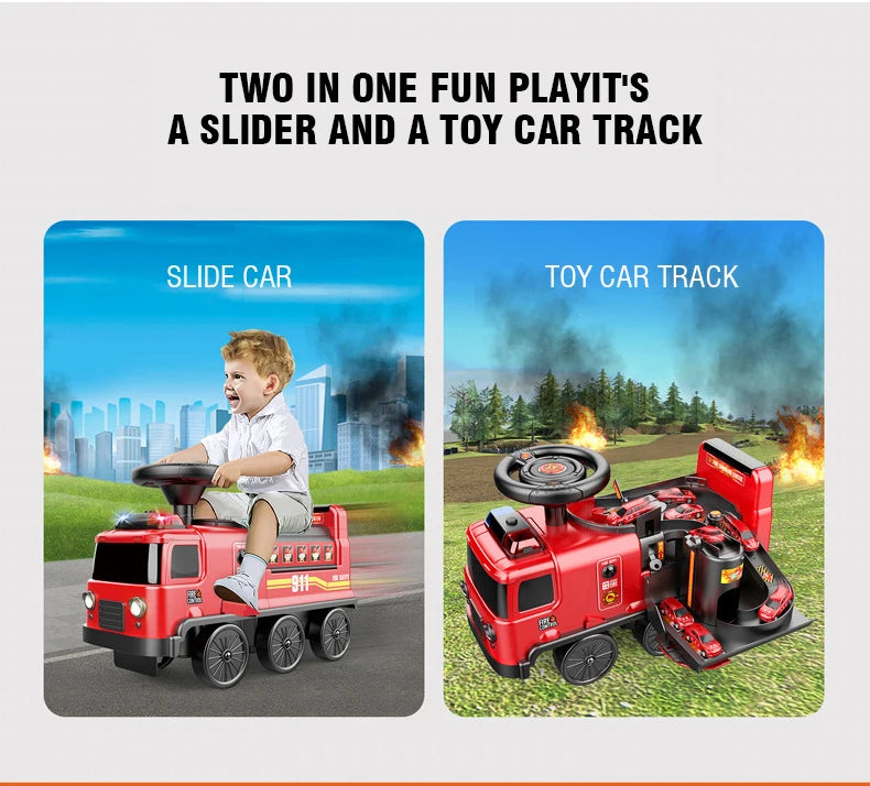 Electric Ride On Car Kids Toy Electric Locomotive 2In1 Multifunctional Engine Truck Diecast Educational Game Children Gift