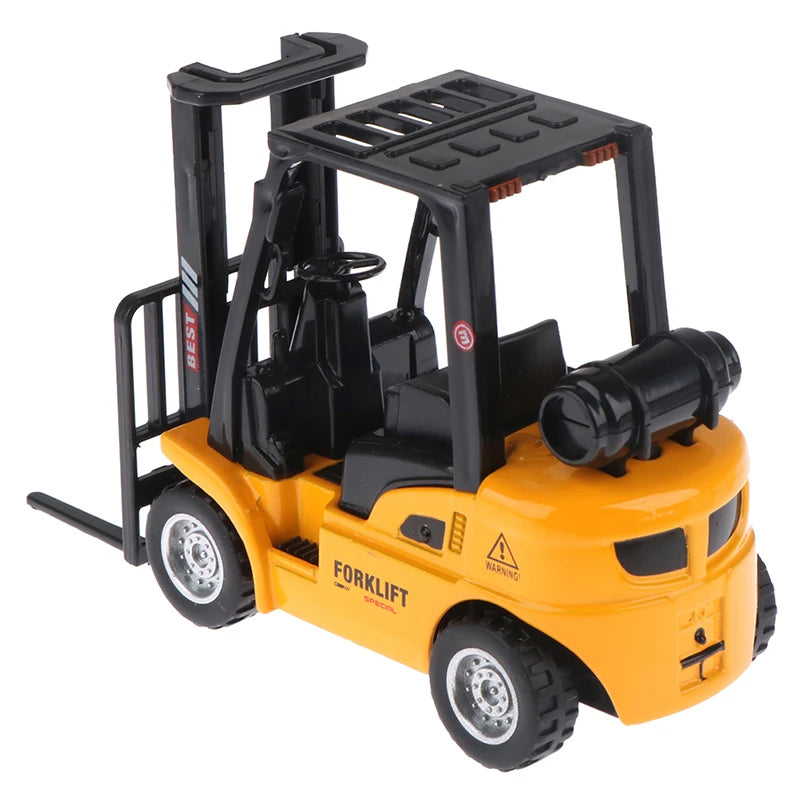 Alloy Die-Cast Model Vehicle Construction Forklift Friction Toy W/ Cargo Pallet Interactive Toy For Boys Girls Xmas Gift