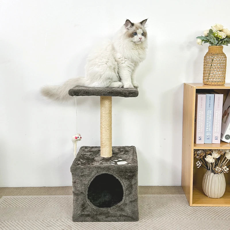 YXT Pet Supplies Natural Sisal Cat Climbing Frame Square Flannel Cat Nest Home Decorations