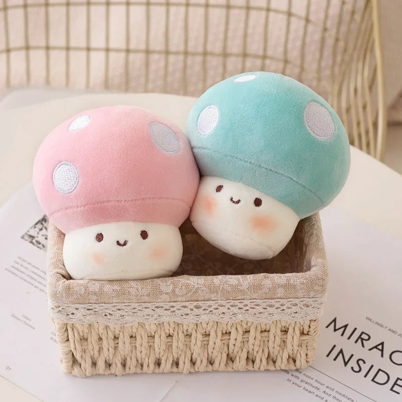 10CM Cute Small Mushroom Plush Toy Creative Stuffed Pendant Doll Red Mushroom Keychain For Kids Girls Holiday Gifts