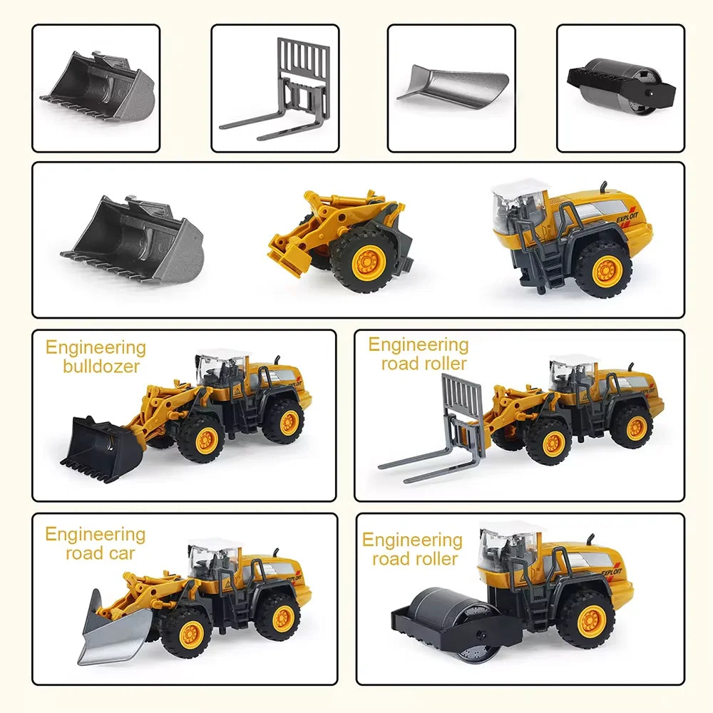 ﻿9 Styles Alloy Engineering Diecast Truck Tractor Loader Crane Excavator Toys Construction Model Vehicle Toy Car for Boys Gifts