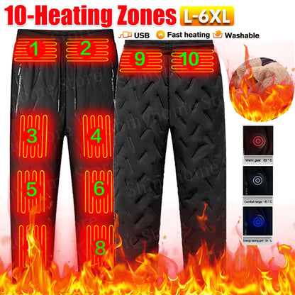 Winter Thermal Hiking Pants USB Electric Heating Trousers Ski Wear Heater Sports Thermal Motorcycle Pants Heated Trousers