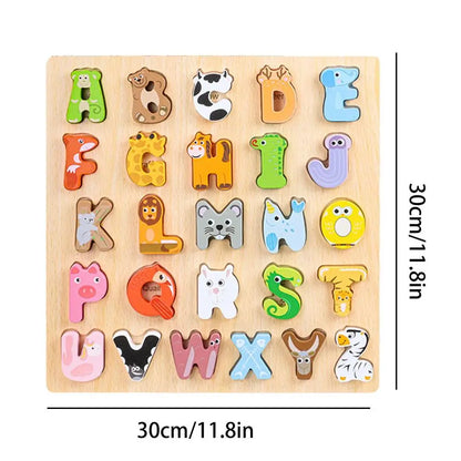 Learning Toys Alphabet Puzzle Wooden Animals Alphabet Puzzle For Toddlers ABC Puzzles Board Educational Toys For Kids Preschool
