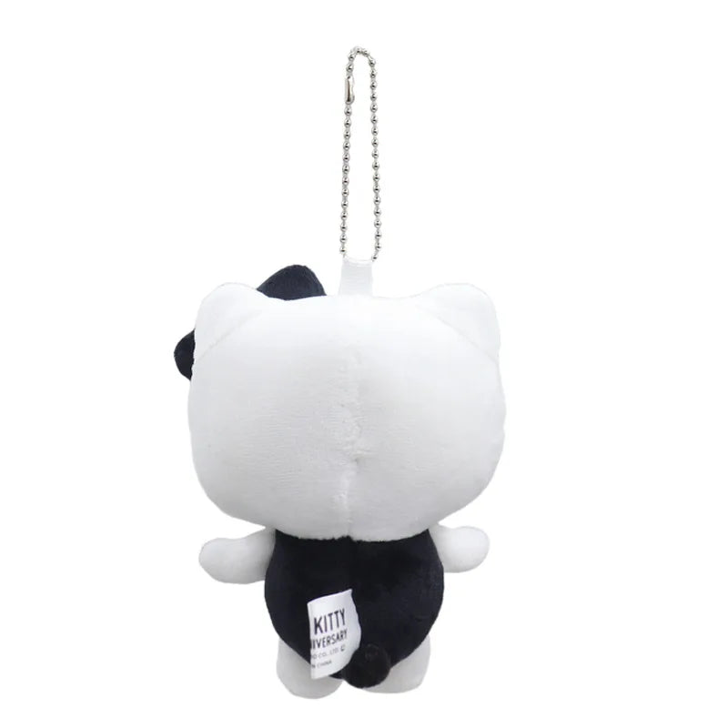 Sanrio 50th Anniversary Hello Kitty Plush Toy Girl Cute Black and White Cartoon Doll Keychain Pendant Decoration Holiday Gifts