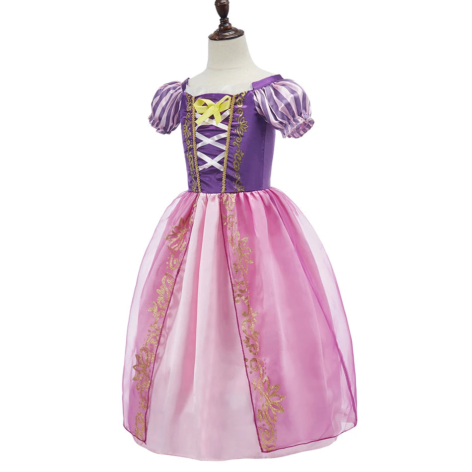 Rapunzel Dress for Girls Cinderella Belle Dress Up Fantasy Children Birthday Party Princess Costume Kids Halloween Clothes