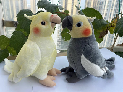 Simulation Soft Mini Size Lifelike Grey Cockatiel Plush Toys Real Life Soft Yellow Parrot Birds Stuffed Animals Toy Dolls Gifts