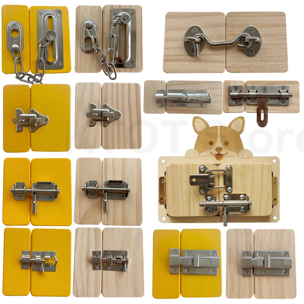 NEW Busy Board Montessori Early Educational Toys Lock Cognitive Training Infant Skills Learning Wooden Busyboard DIY Accessories