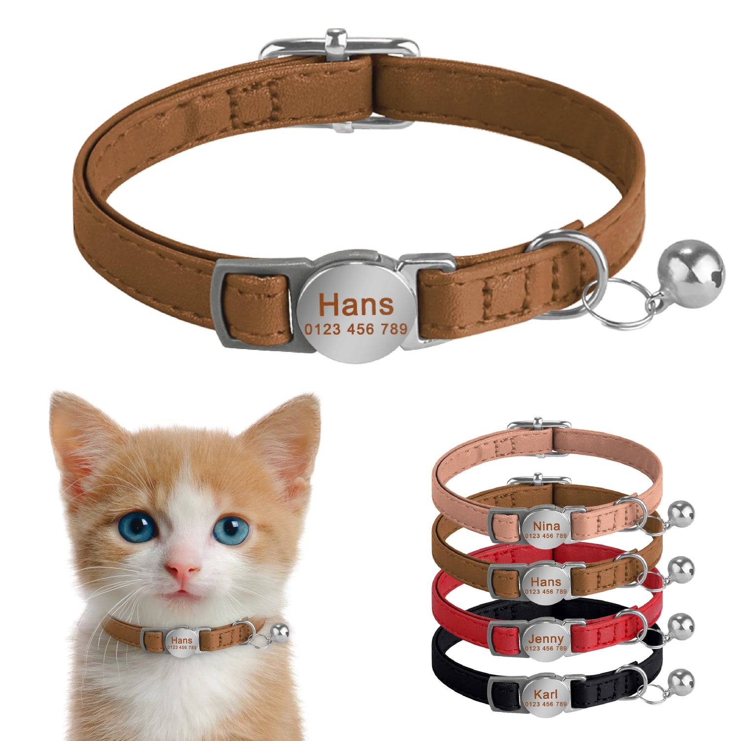 Personalized Engraved Leather Dog/Cat Collar