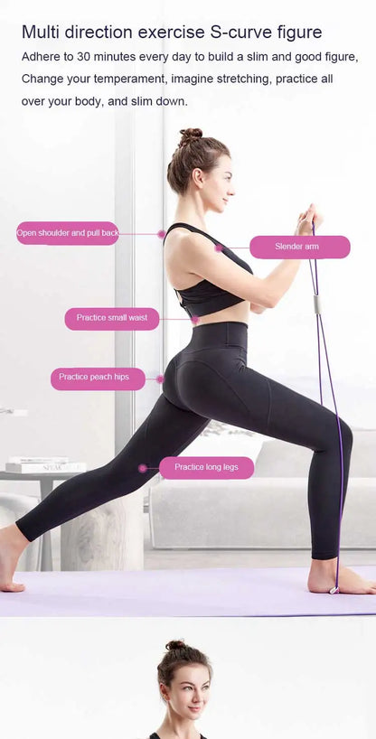 Yoga Elastic Band Home Fitness Equipment Portable Upgraded Shoulder Opening And Back Beautification 8-Line Tension Rope