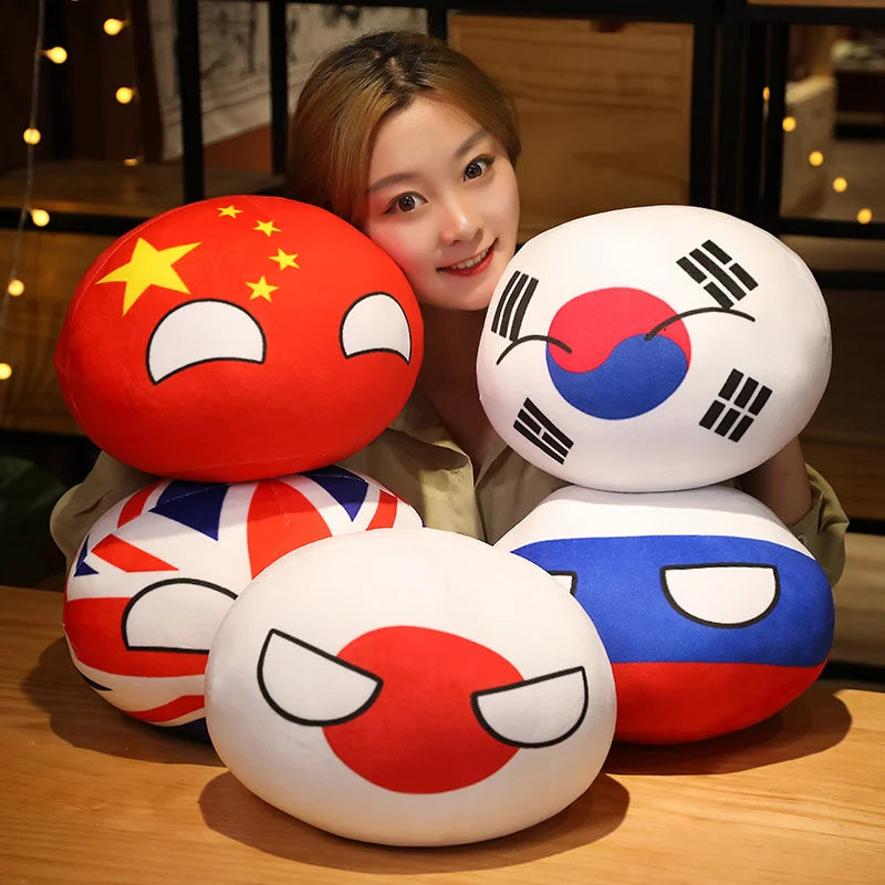 10-40cm Kawaii Countryball Plush Toy Stuffed Polandball UN USA USSR FRANCE RUSSIA UK JAPAN EU CANANDA ITA RU Sofa Pillow Pendant