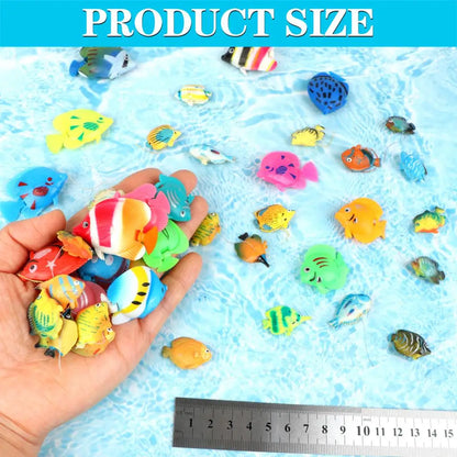 20Pcs Tropical Fish Figure Play Set with Plastic Fish Toys Fake Small Plastic Fish Assorted Fishes Baby Bath Toy