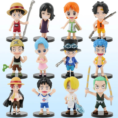 12Pcs/Set Anime One Piece Figures PVC Action Model Dolls Toys Cute Luffy Nami Zoro Collection Brinquedos Full Set Hot Sale