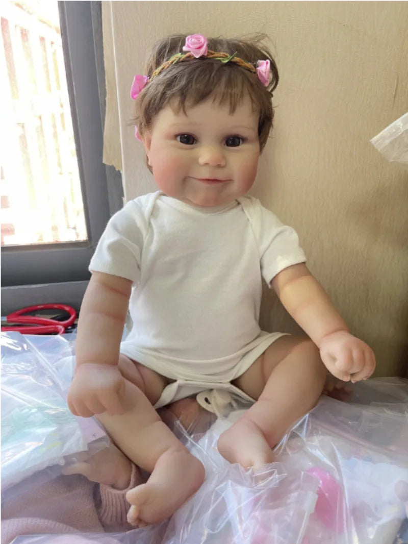 48CM Reborn Baby Girl Doll Popular Maddie with Hand-Root Hair Soft Cuddle Handmade Real Looking Baby Dolls Muñecas Bebes Reborns