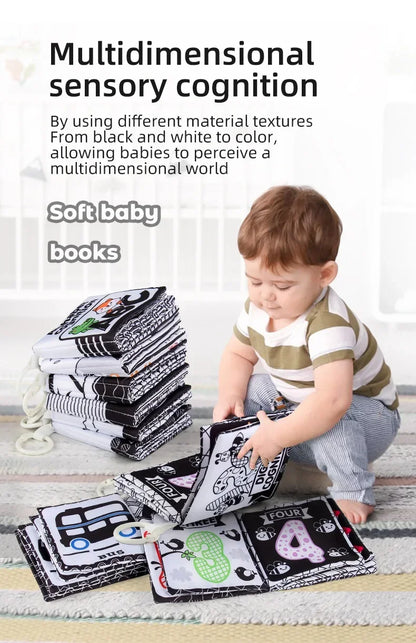 Baby Clothes Book Soft Black and White High Contrast Visual Stimulation Book Toddler Early Learning Educational Book Sensory Toy