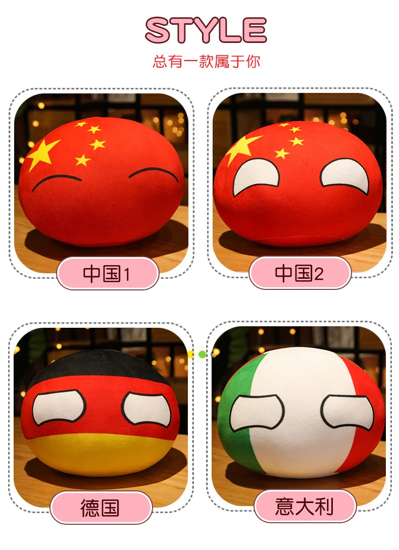 10-40cm Kawaii Countryball Plush Toy Stuffed Polandball UN USA USSR FRANCE RUSSIA UK JAPAN EU CANANDA ITA RU Sofa Pillow Pendant