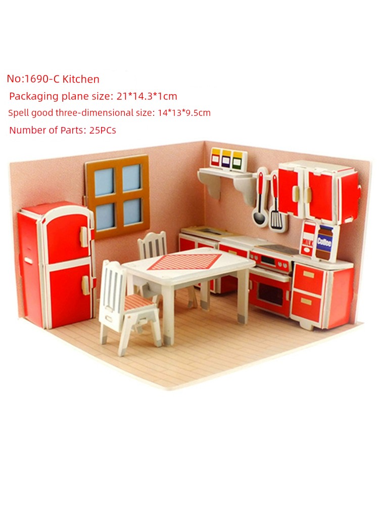 DIY Three-Dimensional House Early Intelligence Development Paper Puzzle