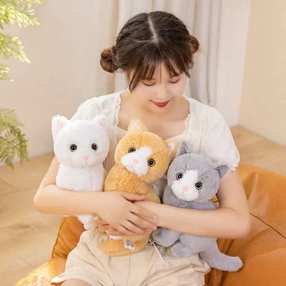 26cm Simulation Grey White Black Cat Plush Toy Cartoon Sitting Lifelike Kitten Animal Cats Artificial Touch Doll Gift for Kids