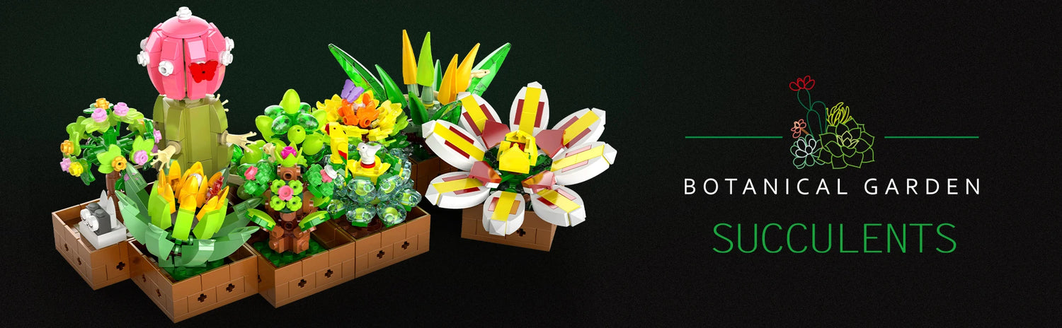 Flower Plant Bonsai Building Set, 9pcs of Succulent Building Toy Blocks, for Home Decoration, Valentine&