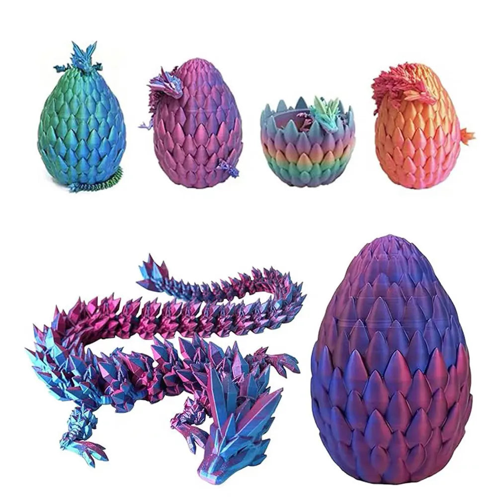 3D Printed Dragon In Egg Full Articulated Dragon Fidget Toys Home Office Rotatable Articulated Dragon Egg Ideal Gift for Kids