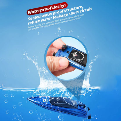 Waterproof 2.4GHz RC Boat High Speed Electric Ship Water Model with LED Lights Children Remote Control Ship Toy