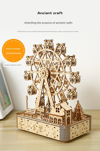 Ferris Wheel Puzzle with Lights Romantic Ornaments Rotate Music