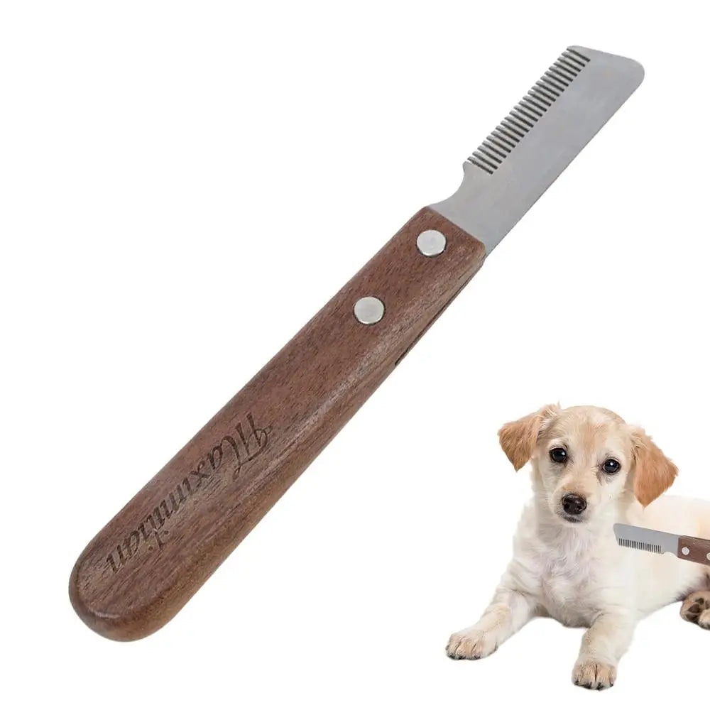 Professional Dog Stripping Knives Pets Grooming Comb With Wood Handle Dog Stripping Tool Pet Deshedding Brush Pet Hair Comb