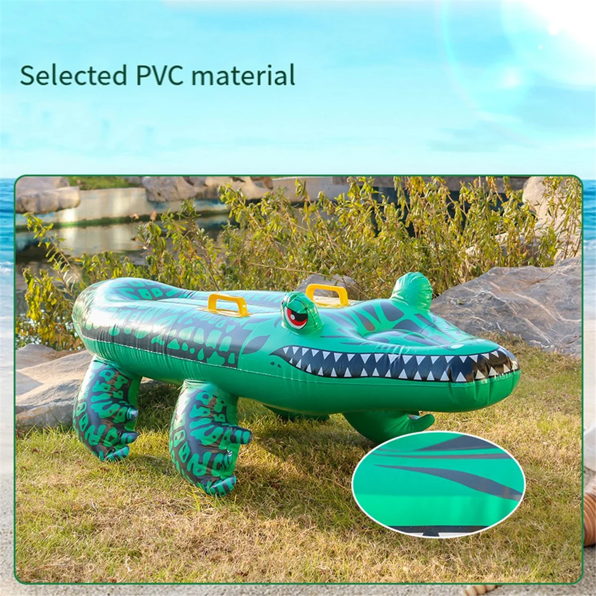 Reptile Ride on Toys, Crocodile Inflatable Pool Float for Kids, Fun Beach and Pool Toy, Giant Inflatable Pool Float