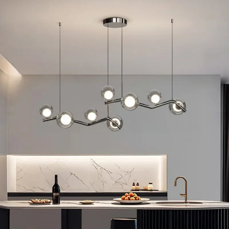 Smoky Gray Glass Led Chandeliers Lamp For Living Room Dining Room Kitchen Table Island Modern LED Pendant Lights Home Decoration