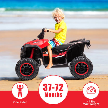 12V Kids Ride On ATV, Electric Battery, Powered Four Wheeler with Music, Led Lights, Soft Start, USB Port, and Treaded Tires