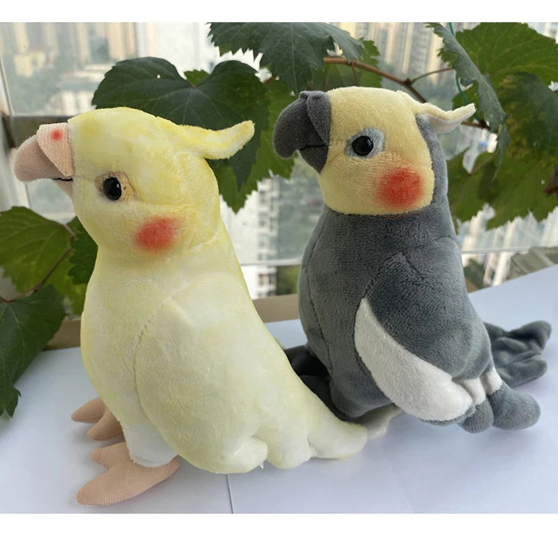 Simulation Soft Mini Size Lifelike Grey Cockatiel Plush Toys Real Life Soft Yellow Parrot Birds Stuffed Animals Toy Dolls Gifts