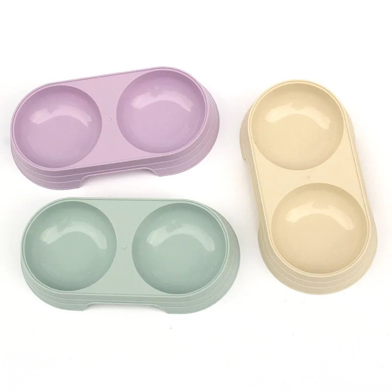 Wheat Straw Pet Double Bowl Dog Bowl Cat Dog Drink Water and Eat Dual-use Rice Bowl Pet Supplies Cats Feeder Pets Items