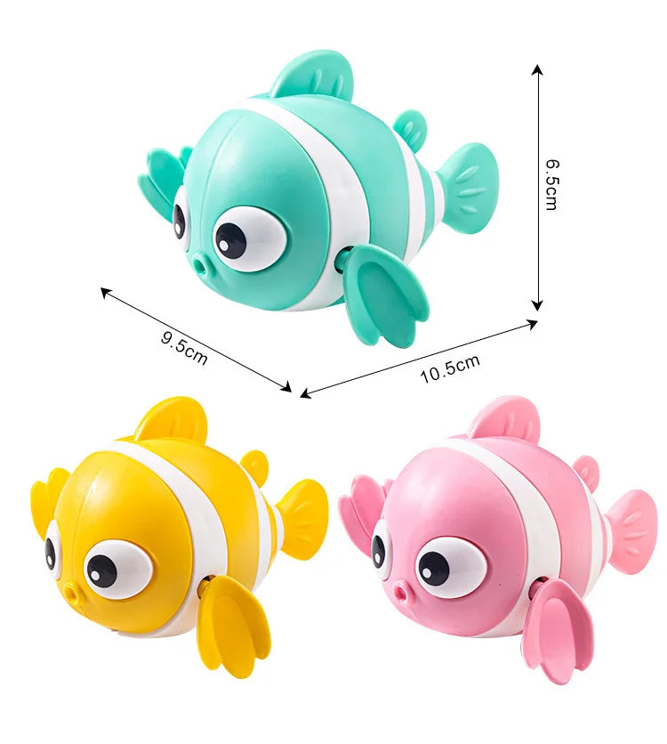 Baby Bath Toys Cute Swimming Fish Cartoon Animal Floating Wind Up Toys Water Game Classic Clockwork Toys For Toddlers