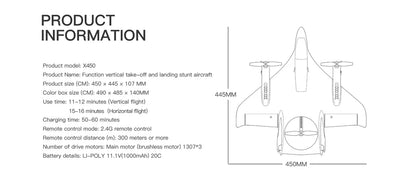 WLtoys XK X450 RC Airplane 6CH Brushless Plane 2.4G Radio Control Glider Fixed Wing Remote Control Aircraft 3D/6G RC Helicopters