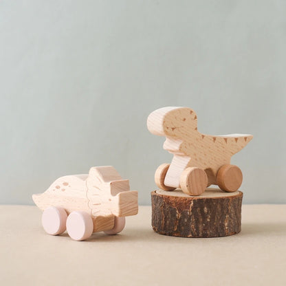 1PC Baby Toy Beech Wood Block Cartoon Dinosaur Car Educational Montessori Toy Baby Teething Play Gym Baby Birthday Gift Products