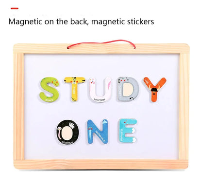 Baby Montessori Wooden Education Fridge Magnet 26 Alphabet Toys Learn Letter Matching Puzzle Magnetic Alphabet Book Toys For Kid