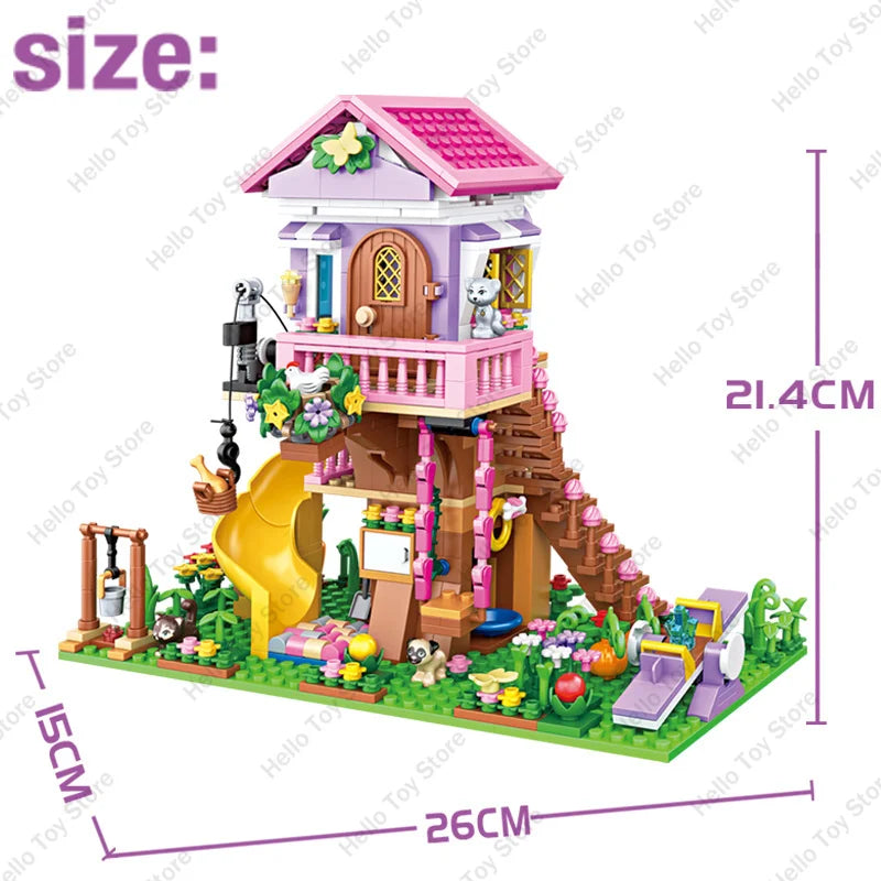 2024 Girls Friendship Tree House Villa Castle Building Blocks Classic Friends Girl&