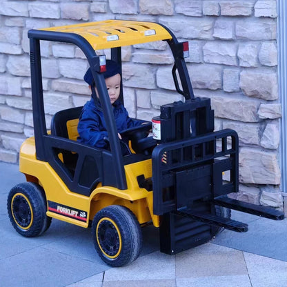 Electric frame lifting rod Electricforklift,Children Ride- on Car 12V7A Battery Powered Vehicle Toy ,3 speeds,Parent yellow