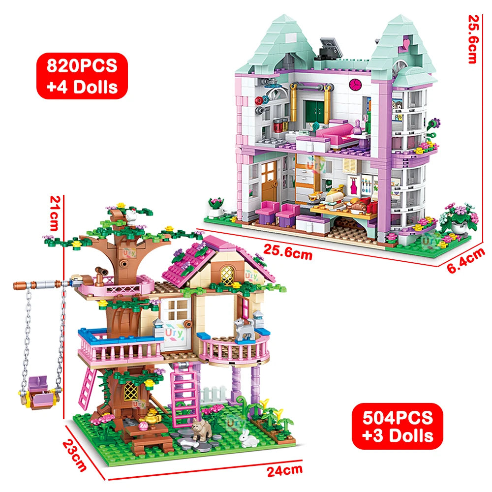 Friends City Tree House Summer Holiday Villa Castle Building Blocks Sets Figures Garden DIY Toys for Kids Girl Birthday Gift