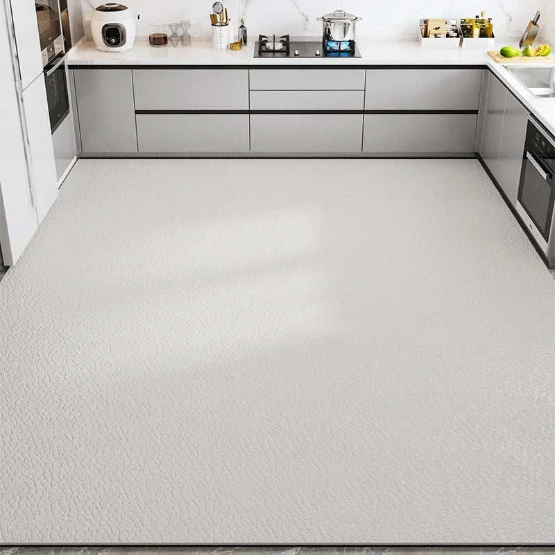 Pvc Kitchen Floor Mat Oversized Black Carpet Waterproof Oil-proof Non-slip Large Rug Solid Gray Washable Leather Mats 주방 바닥 매트