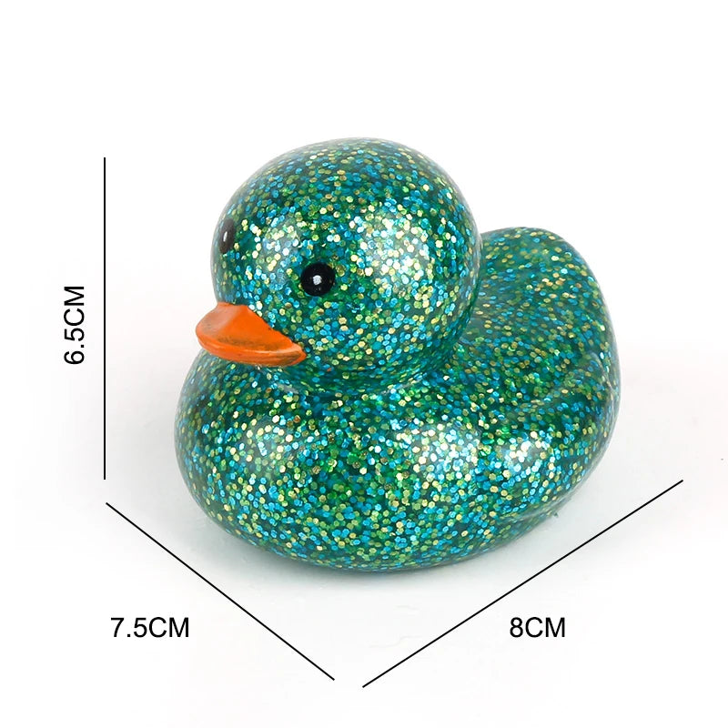 6PCS/SET Squeeze-sounding Dabbling 80MM Rubber Ducks Baby Shower Water Bathing Floating Toys Vinyl Glitter Duck With BB Sounds