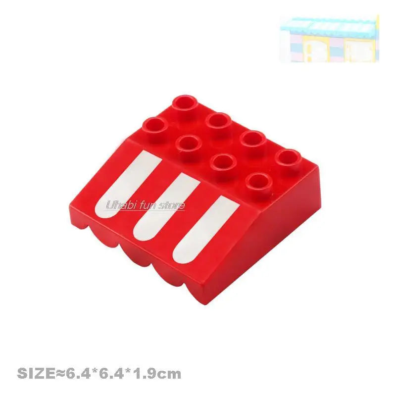 Big Building Block Accessories Compatible Duplos Houses Villas Construction Gear Rotate Connection Children Assembly Parts Toys