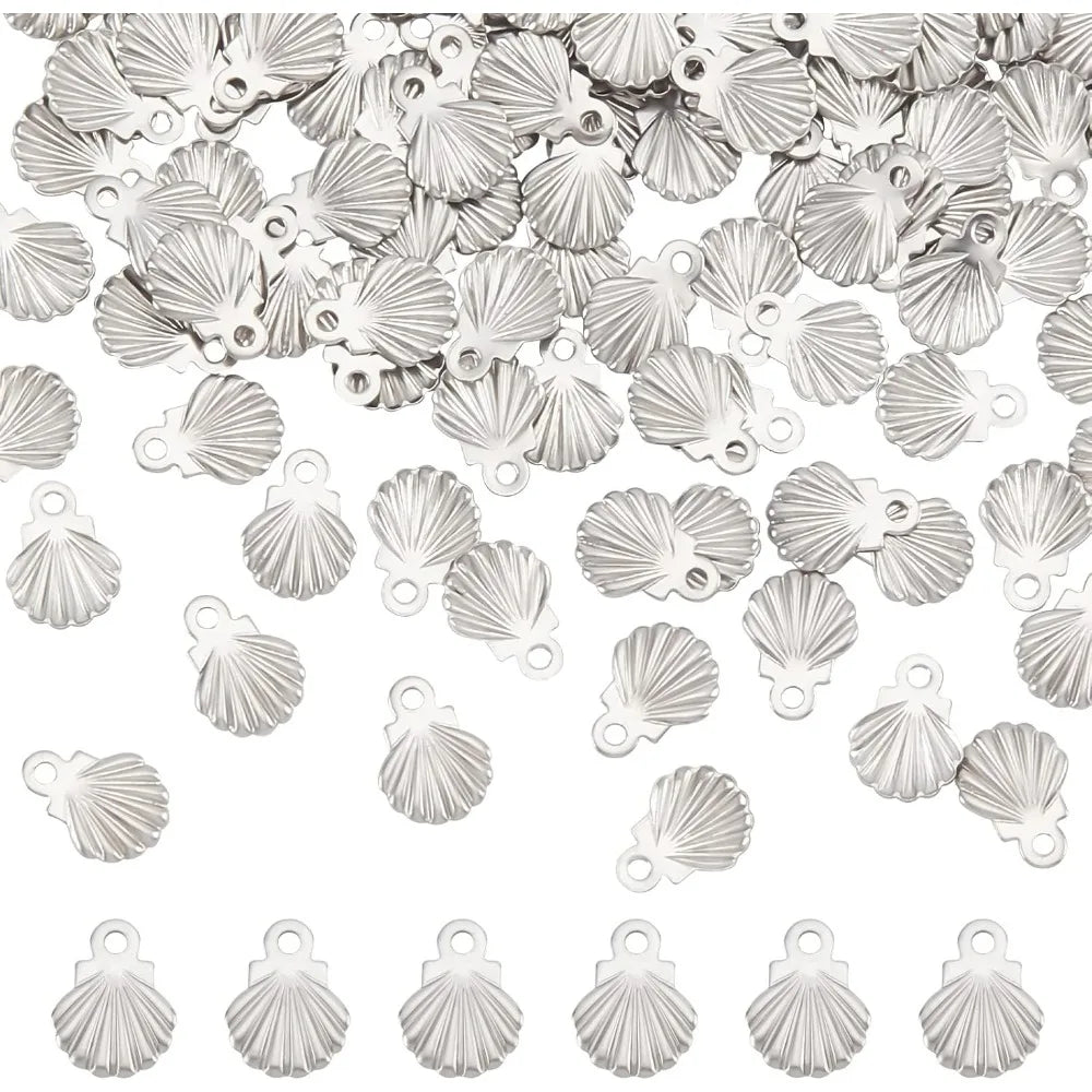 200Pcs Stainless Steel Charms Cute Shell Charm Pendant Small Jewelry Pendant Accessories for DIY Jewelry Craft making kit