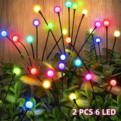 1/2 pc 6/8/10 LED Warm White/Colourful Lights Solar Lawn Lamp Garden Lamp Firefly Ground Plug Lamp Decoration Festival Lamp