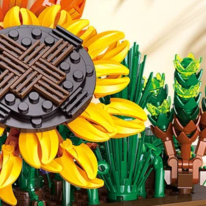 Flower Botanical Bonsai Building Set-2 IN 1 Sunflower Block Toy  Display for Office Décor Valentine&