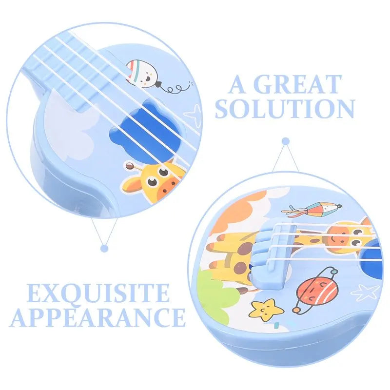 Montessori 21cm Ukulele Children Guitar Toy To Play Instruments With Paddles Simulating Yukrili Music Toys Boys Girls Gifts