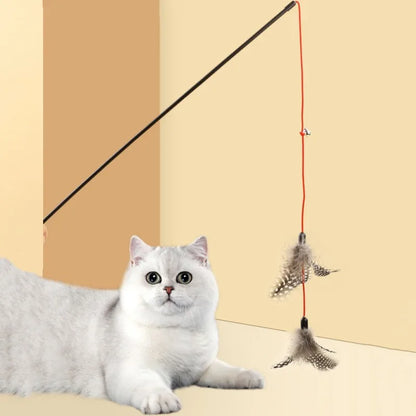 Cat Toy Feather Cats Sticks Cat Toys Interactive Double Feather Toys Cats Teasing Kitten Teaser Stick with Bell Toy Pet Products