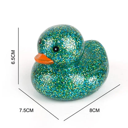 6PCS/SET Squeeze-sounding Dabbling 80MM Rubber Ducks Baby Shower Water Bathing Floating Toys Vinyl Glitter Duck With BB Sounds