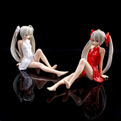 7.5cm Anime Yosuga No Sora Action Figure Kasugano Sora White Dress Sexy Girls Kasugano Dome Doll PVC Collectible Model Car Toy