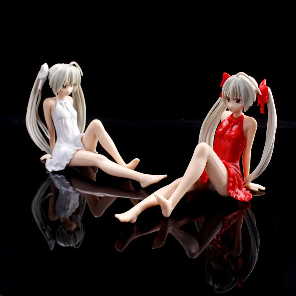 7.5cm Anime Yosuga No Sora Action Figure Kasugano Sora White Dress Sexy Girls Kasugano Dome Doll PVC Collectible Model Car Toy