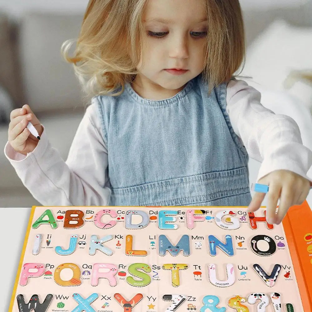 Wooden Foldable Alphabet Puzzle Sorting Book Early Educational Fine Motor Skills Development Learning Matching Toys For Kids